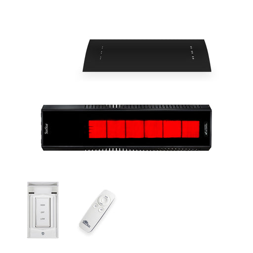 Sunstar Glass Series 50L10 SGL0 50000-34000 BTUs Liquid Propane Radiant Infrared Horizontal Mount Patio Heater with Wireless Remote Control in 48 x 11.8 x 9.6 in. - Black Color