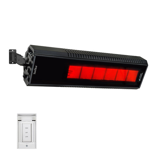 Sunstar Glass Series 50L7 SGL1560 50000-34000 BTUs Liquid Propane Radiant Infrared Angled Mount Patio Heater in 48 x 11.8 x 9.6 in. - Black Color