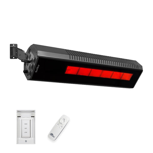 Sunstar Glass Series L10 SGL1560 35000-24000 BTUs Liquid Propane Radiant Infrared Angled Mount Patio Heater with Wireless Remote Control in 48 x 11.8 x 9.6 in. - Black Color