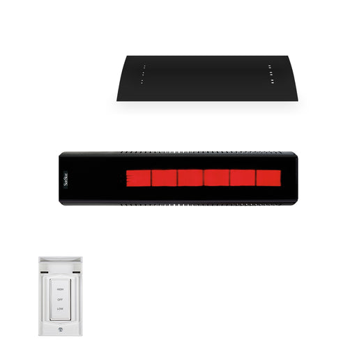 Sunstar Glass Series L7 SGL0 35000-24000 BTUs Liquid Propane Radiant Infrared Horizontal Mount Patio Heater in 48 x 11.8 x 9.6 in. - Black Color