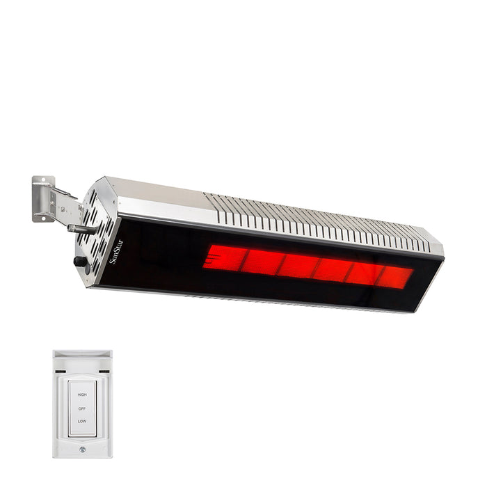 Sunstar Marine Grade Series N7 MGL1560 35000-24000 BTUs Natural Gas Radiant Infrared Angled Mount Patio Heater in 48 x 11.8 x 9.6 in. - Stainless Steel Color